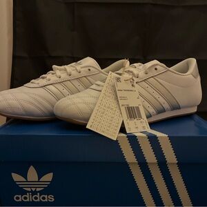 Rare White and Silver Women’s Samba Leather Sneakers Brand New with Tags and Box